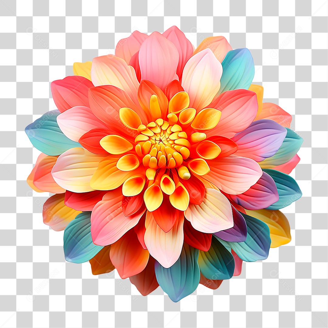 Flor Colorida PNG Transparente