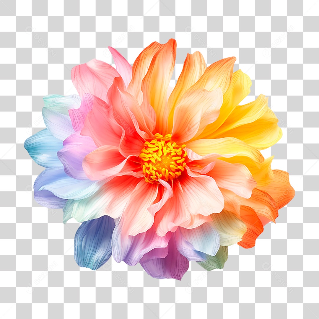 Flor Colorida PNG Transparente