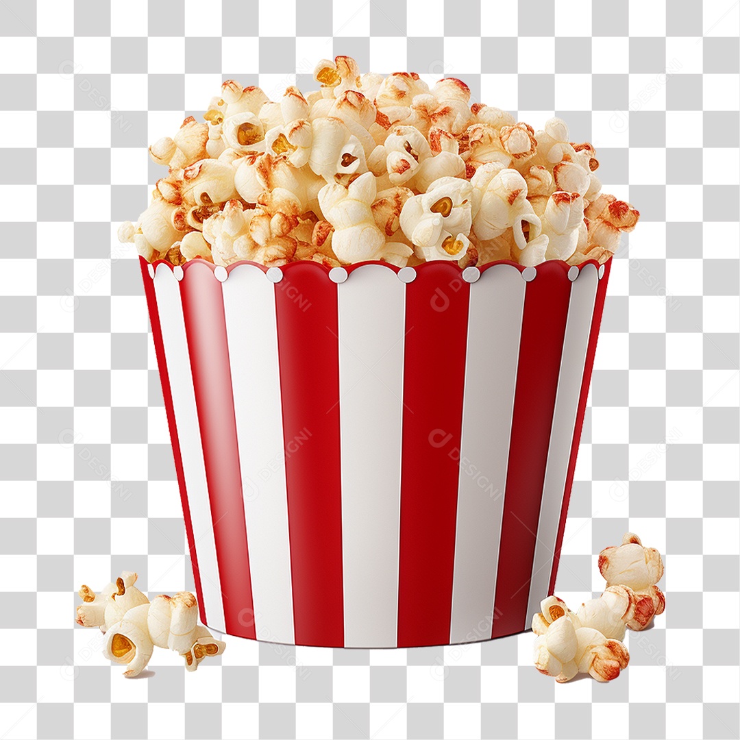 Balde Copo de Pipocas PNG Transparente
