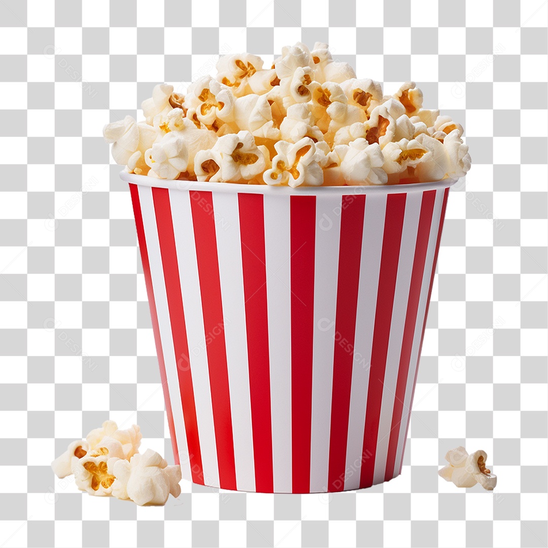 Balde Copo de Pipocas PNG Transparente