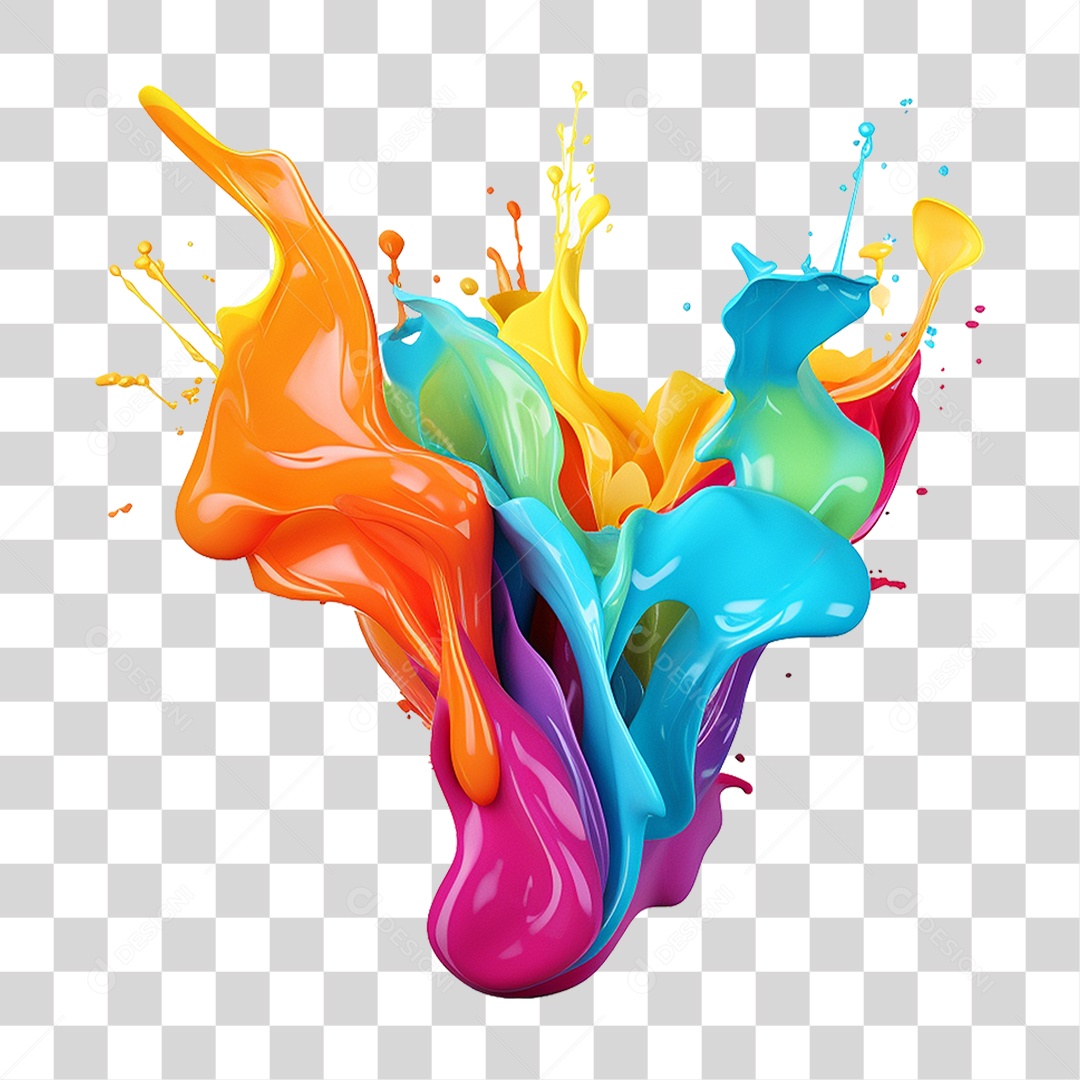 Splash de Tintas Coloridas PNG Transparente