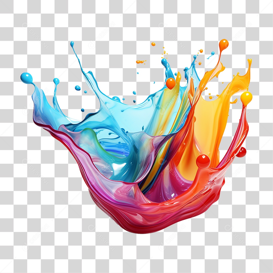 Splash de Tintas Coloridas PNG Transparente