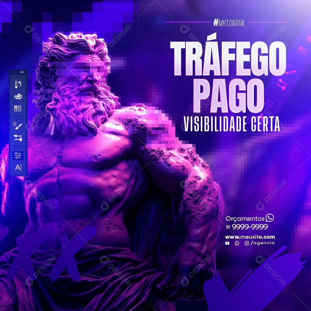 Marketing Digital Tráfego Pago Visibilidade Certa Social Media PSD Editável