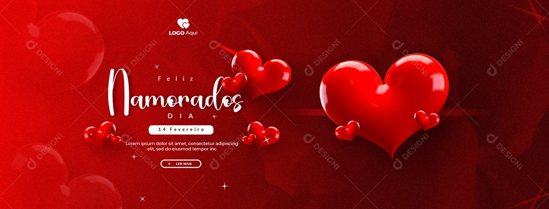 Social Media Banner Dia dos Namorados 14 De Fevereiro PSD Editável