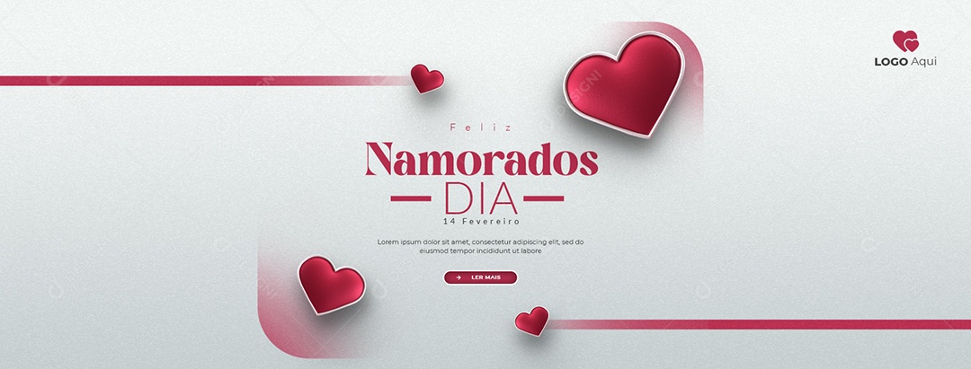 Social Media Banner Dia dos Namorados 14 De Fevereiro PSD Editável