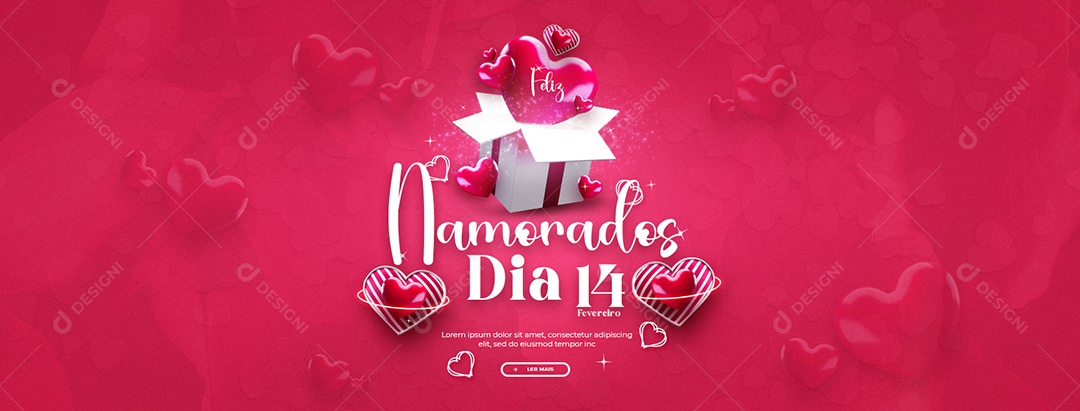 Social Media Banner Dia dos Namorados 14 De Fevereiro PSD Editável
