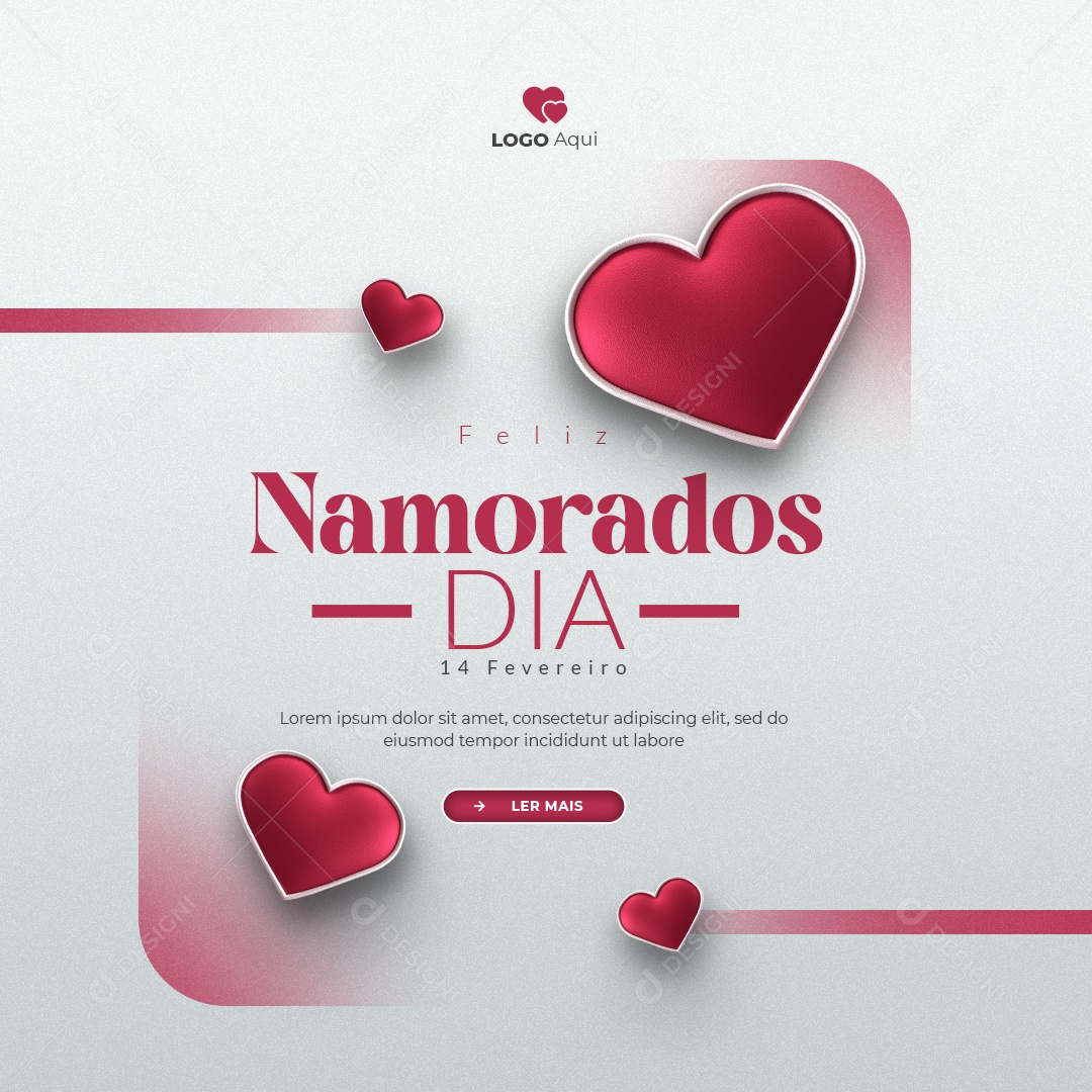 Social Media Feed Dia dos Namorados 14 De Fevereiro PSD Editável