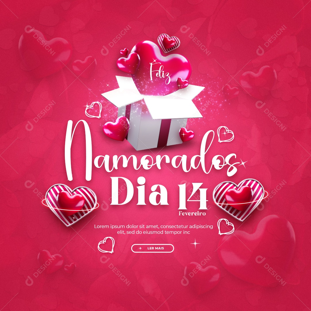 Social Media Feed Dia dos Namorados 14 De Fevereiro PSD Editável