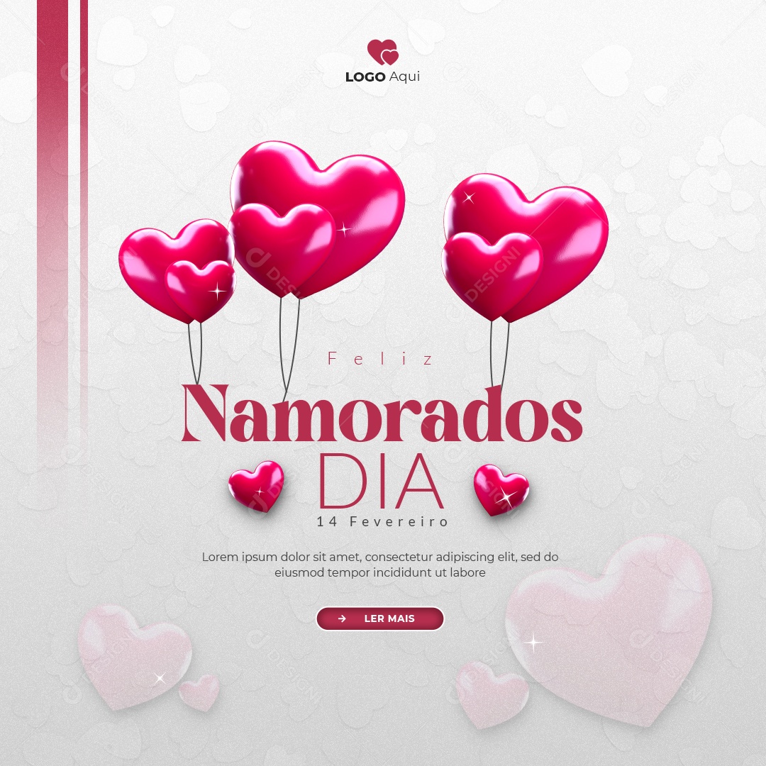 Social Media Feed Dia dos Namorados 14 De Fevereiro PSD Editável