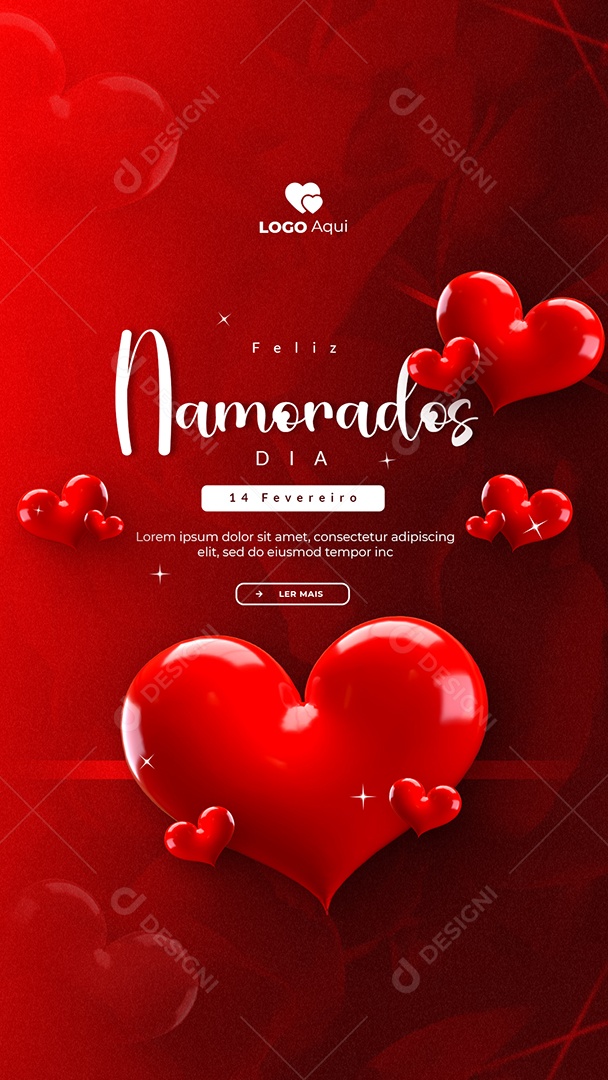 Social Media Story Dia dos Namorados 14 De Fevereiro PSD Editável