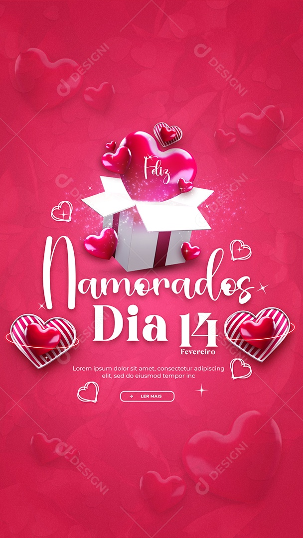 Social Media Story Dia dos Namorados 14 De Fevereiro PSD Editável