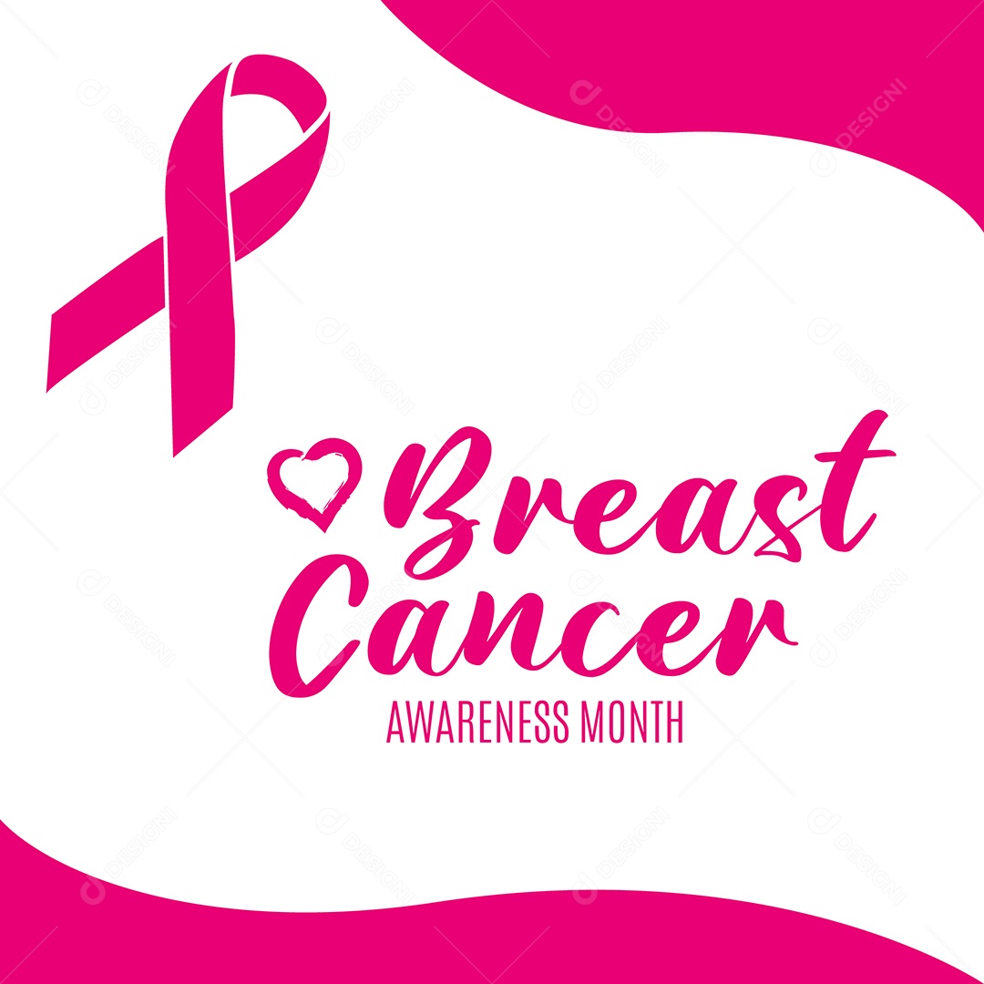 Outubro Rosa Campanha Contra Câncer de Mama Vetor EPS