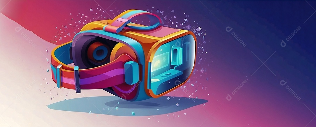 Ilustração isométrica de realidade virtual estilo de desenho animado cores brilhantes vibrantes IA generativa