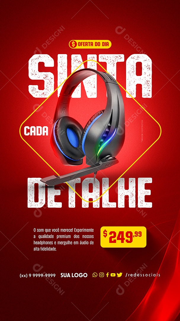 Story Sinta Cada Detalhe o Som que Você Merece Social Media PSD Editável