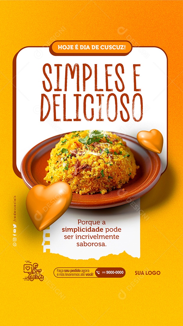 Story Hoje é Dia de Cuscuz Simples e Delicioso Social Media PSD Editável