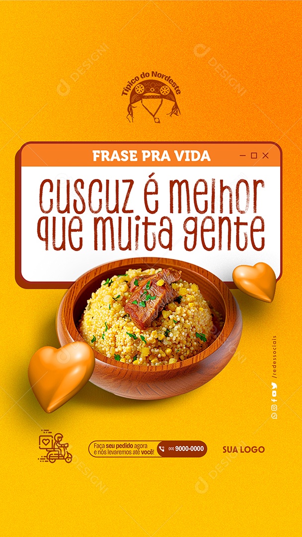 Story Frase pra Vida Cuscuz é Melhor que Muita Gente Social Media PSD Editável