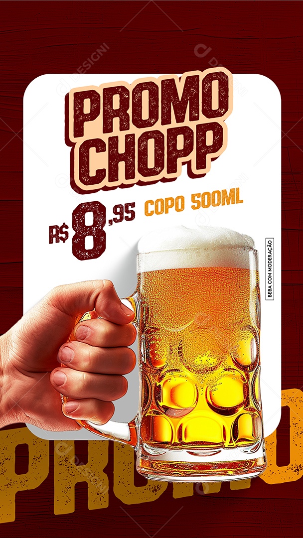 Story Promo Chopp 8,95 Copo 500 ML Social Media PSD Editável