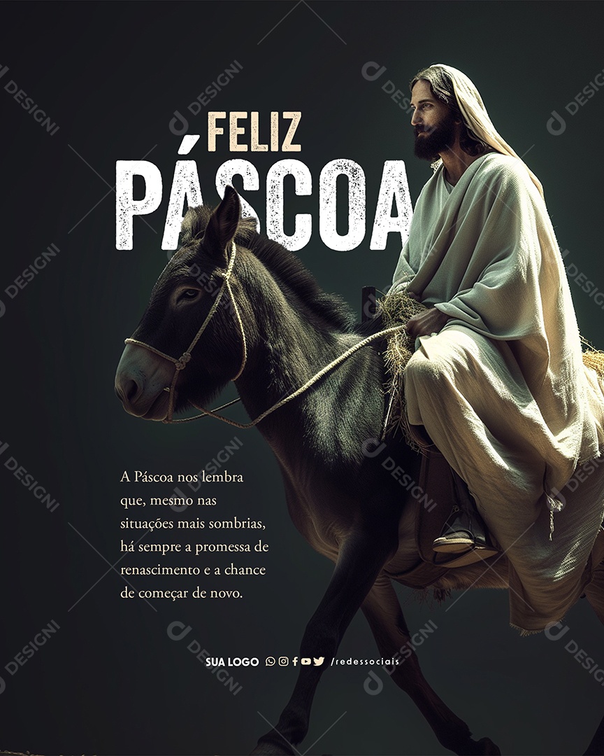 Feliz Páscoa Há Sempre a Promessa de Renascimento e a Chance de Começar Social Media PSD Editável