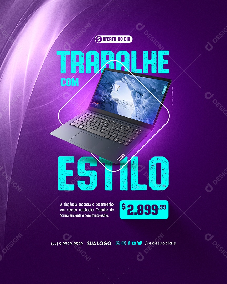 Trabalhe com Estilo a Elegância Encontrar o Desempenho Social Media PSD Editável