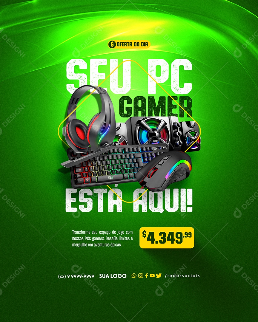 Your PC Gamer Is Here Transform Your Gaming Space with Our Editable Social Media PSD