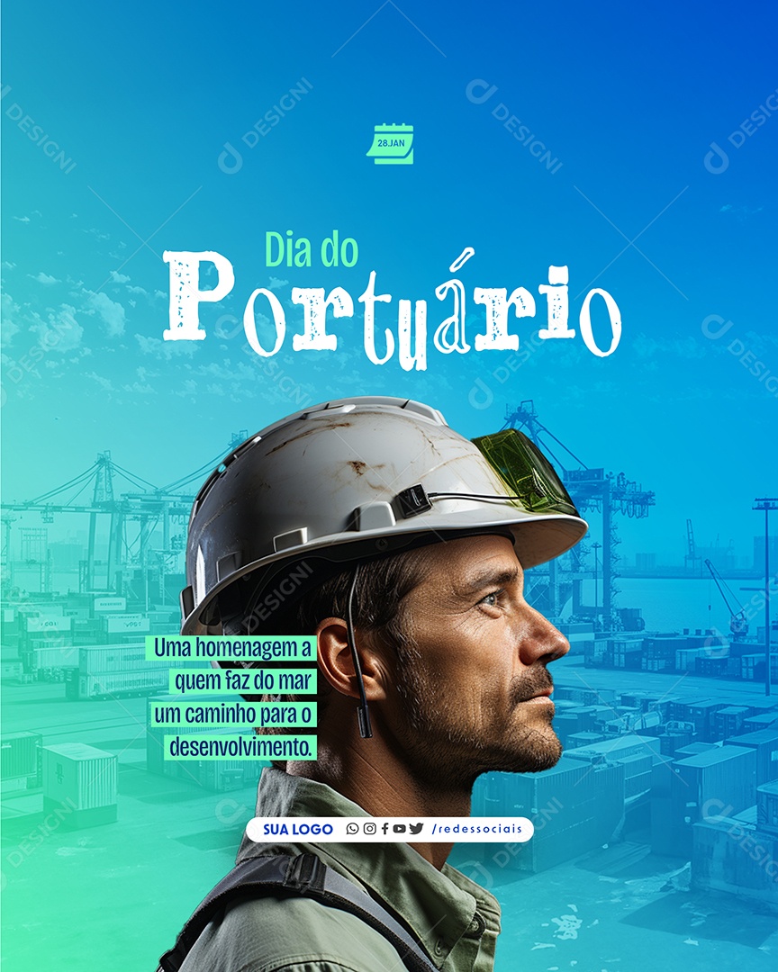 Dia do Portuário 28 de Janeiro uma Homenagem a quem faz do Mar um Caminho Social Media PSD Editável