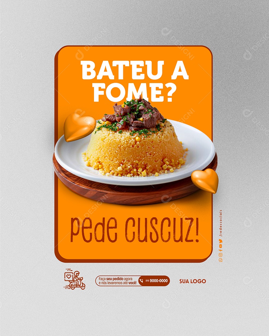 Bateu a Fome Pede Cuscuz Social Media PSD Editável