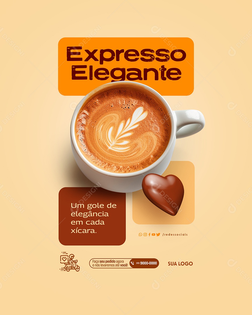 Expresso Elegante um Gole de Elegância em Cada Xícara Social Media PSD Editável