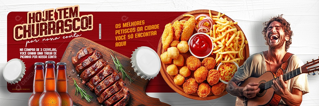 Carrossel Hoje tem Churrasco na Compra de 3 Cervejas Você Ganha uma Social Media PSD Editável