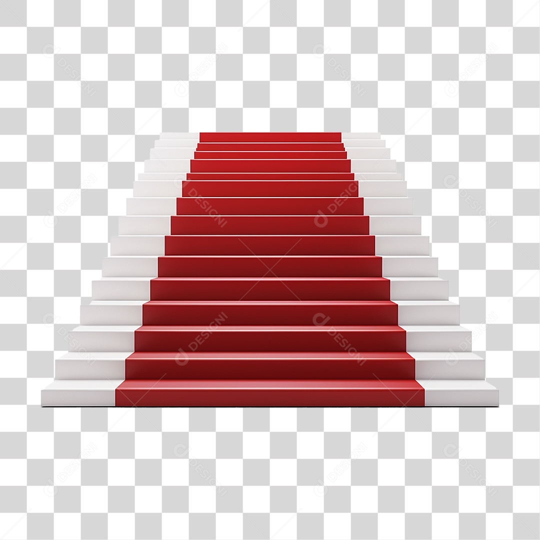 Tapete Vermelho em Escadas Brancas PNG Transparente