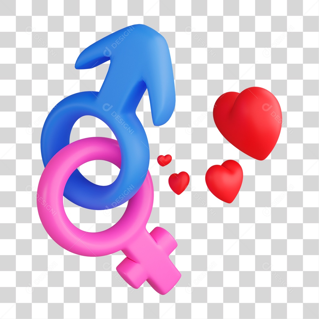 Elemento 3D Símbolo de Casal PNG Transparente