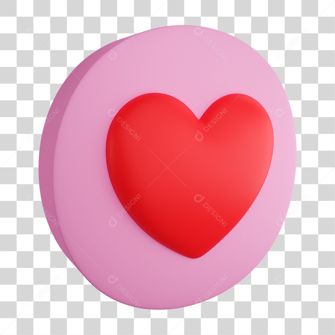Elemento 3D Botão de Coração PNG Transparente