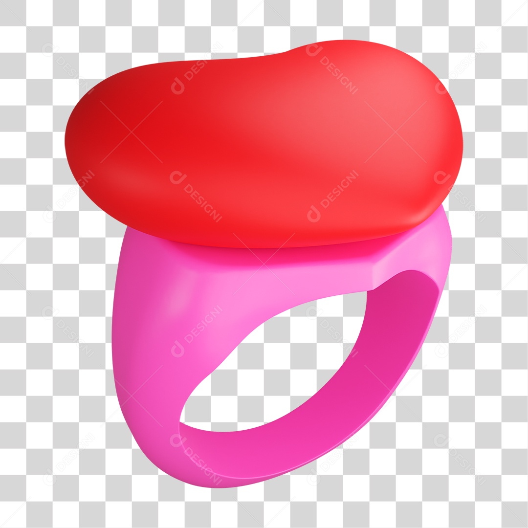 Elemento 3D Anel de Coração PNG Transparente