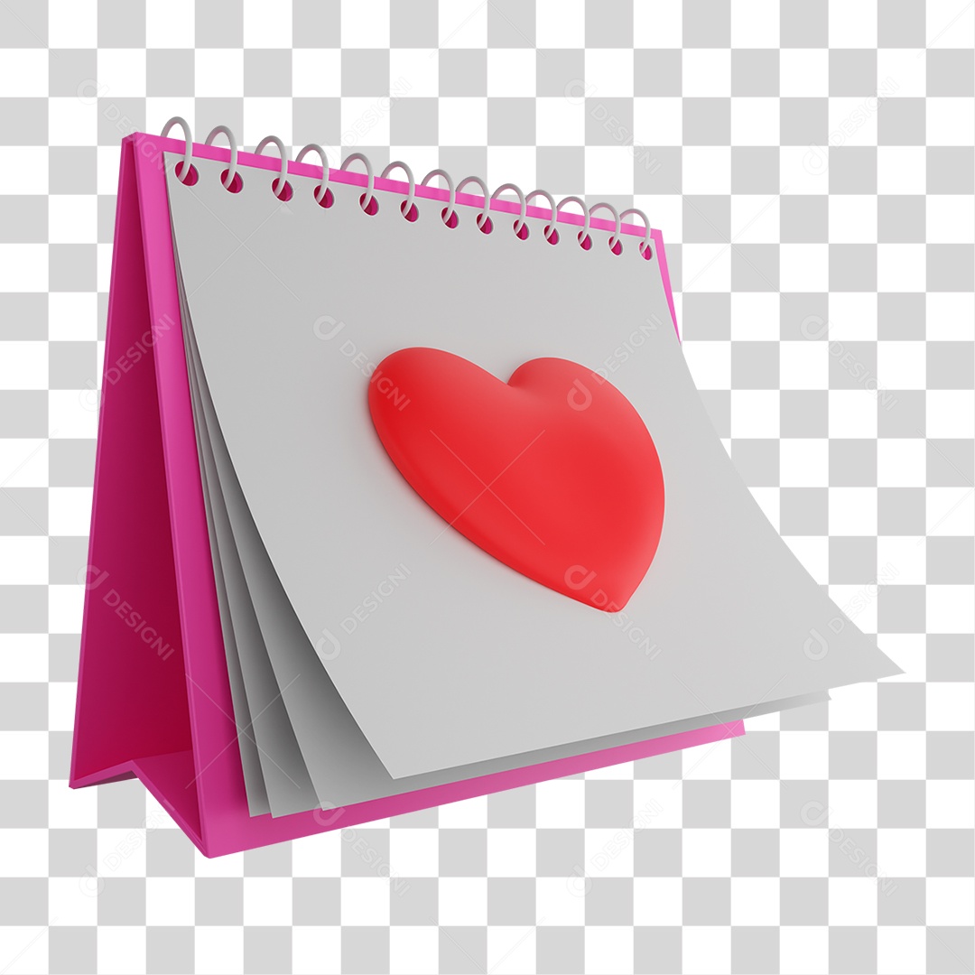 Elemento 3D Calendário de Amor PNG Transparente