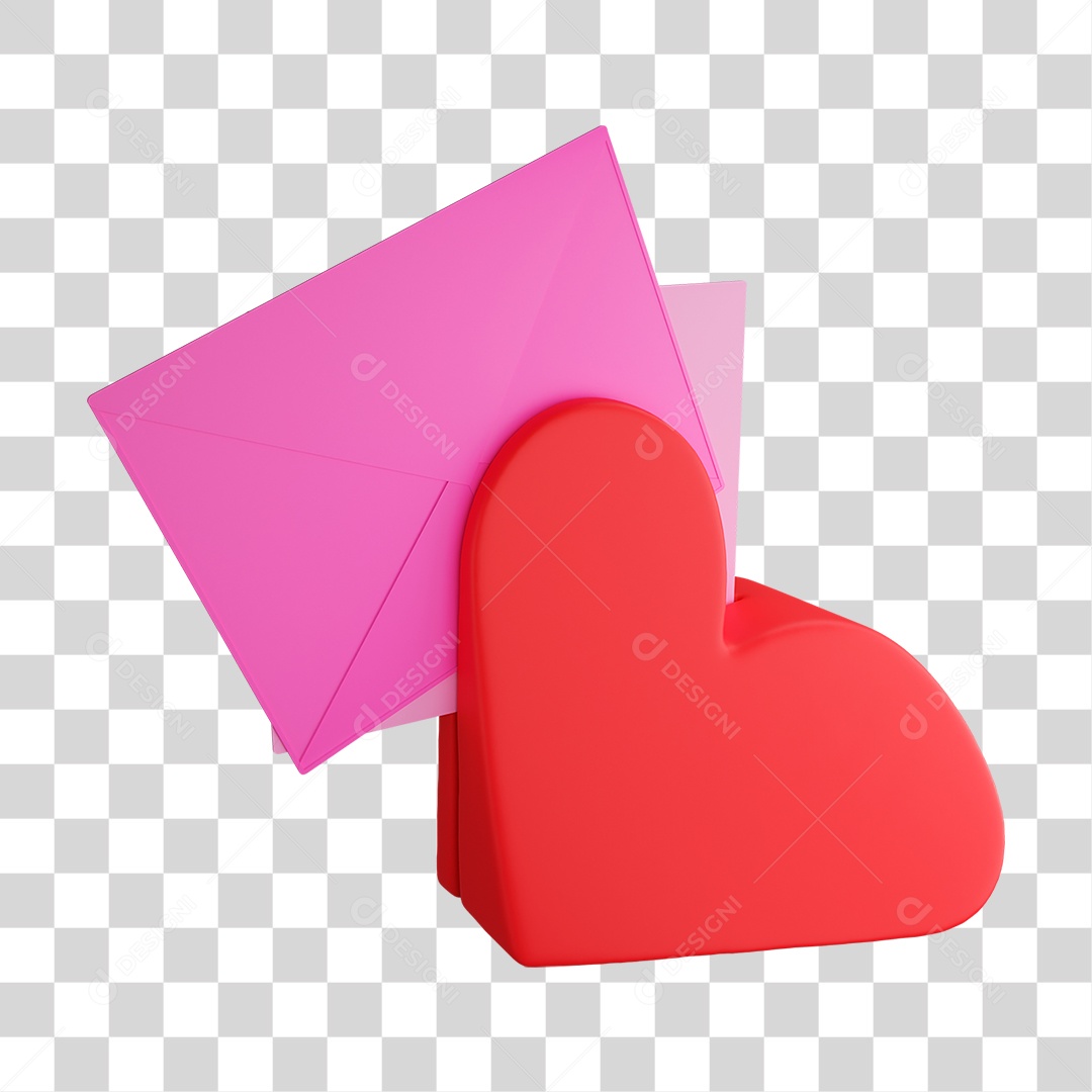 Elemento 3D Carta de Amor PNG Transparente