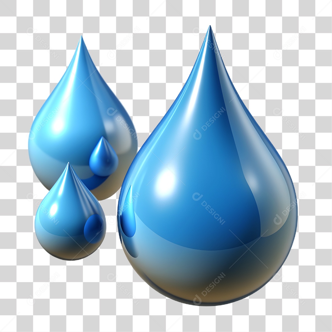 Elemento 3D Gotas de Água PNG Transparente