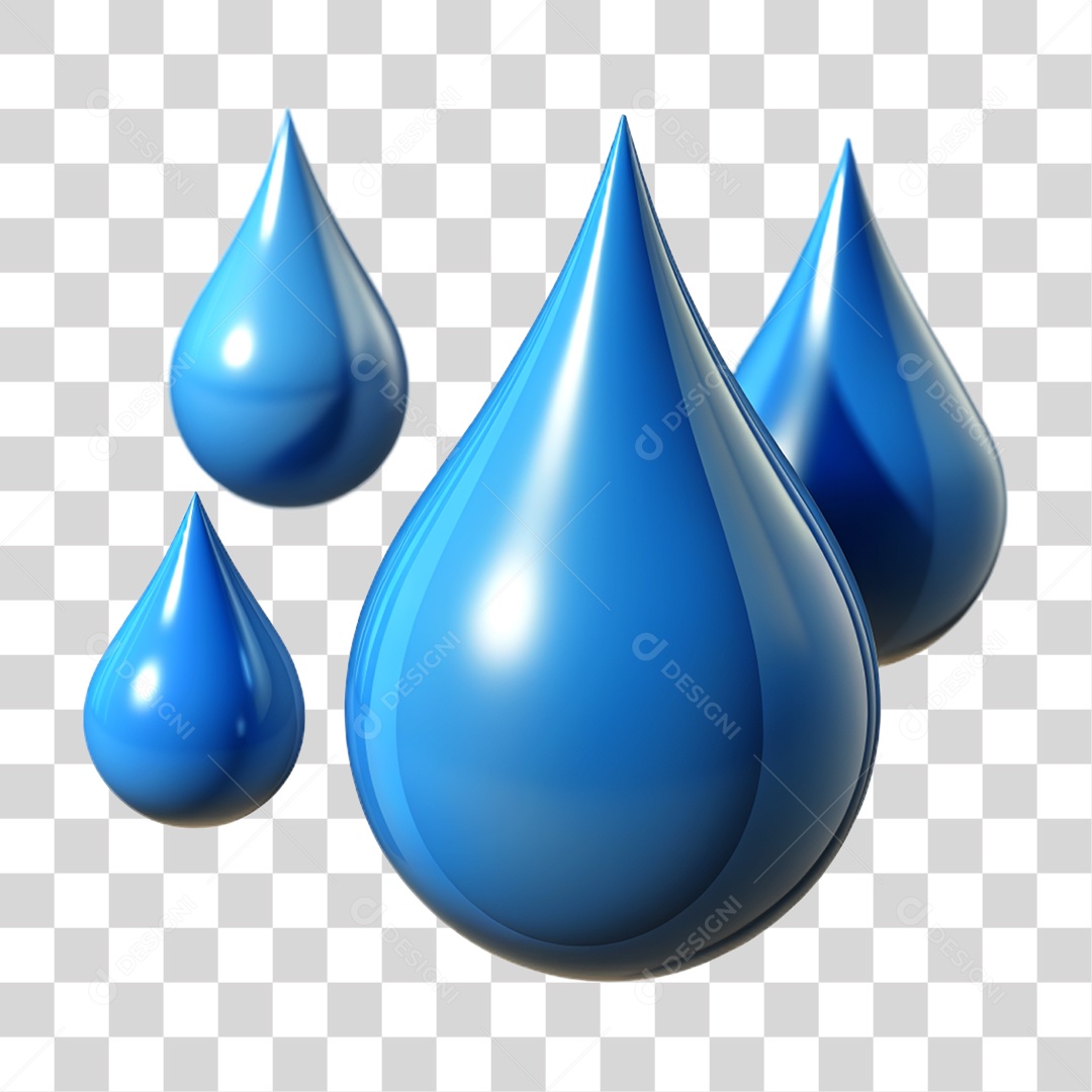 Elemento 3D Gotas de Água PNG Transparente
