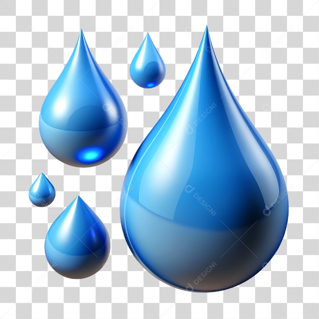 Elemento 3D Gotas de Água PNG Transparente