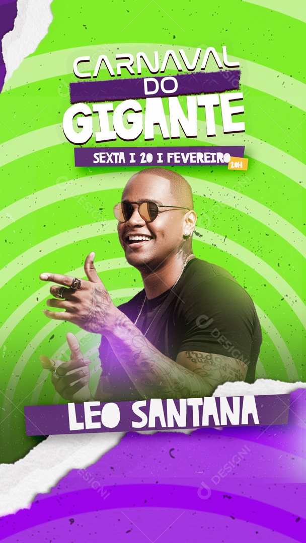 Story Carnaval do Gigante Leo Santana Social Media PSD Editável