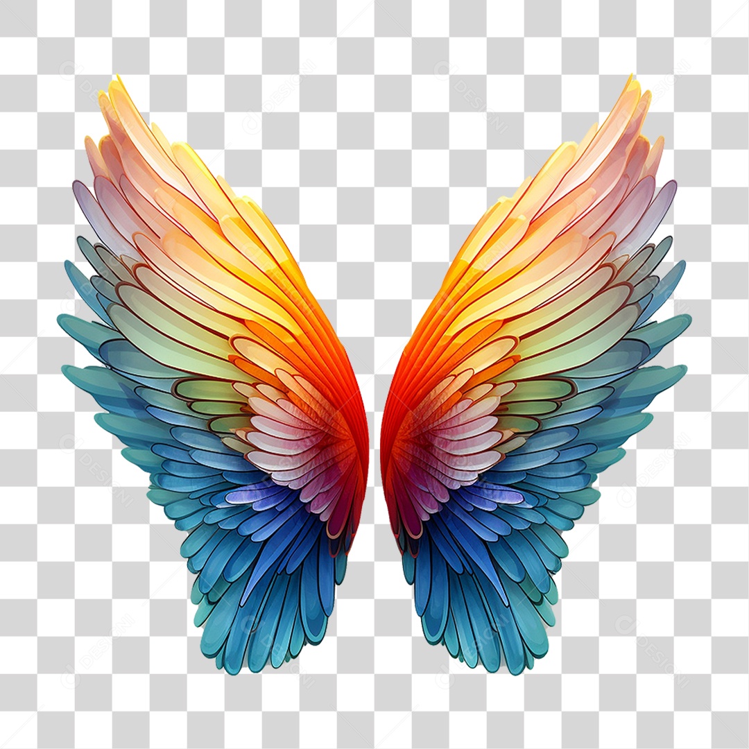 Asas Coloridas PNG Transparente