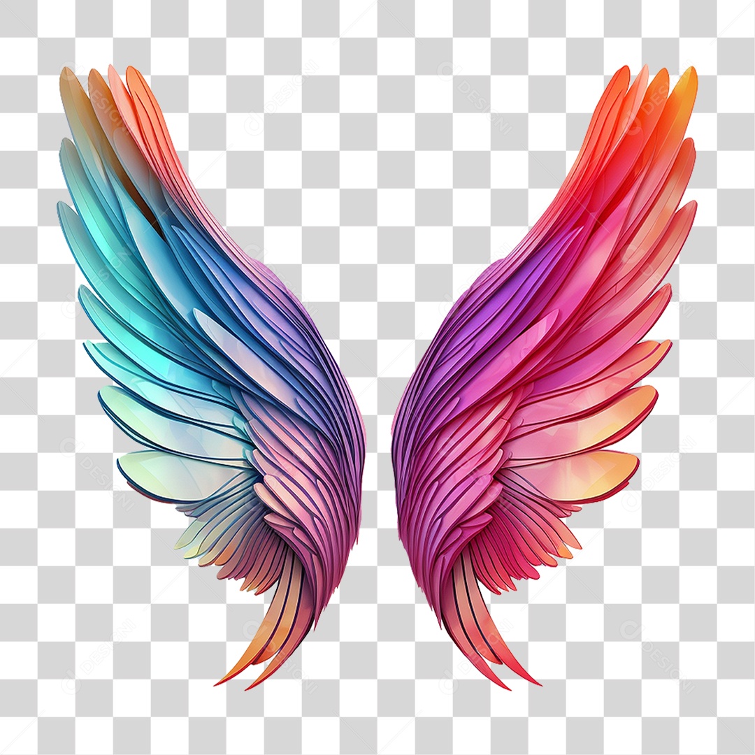 Asas Coloridas PNG Transparente