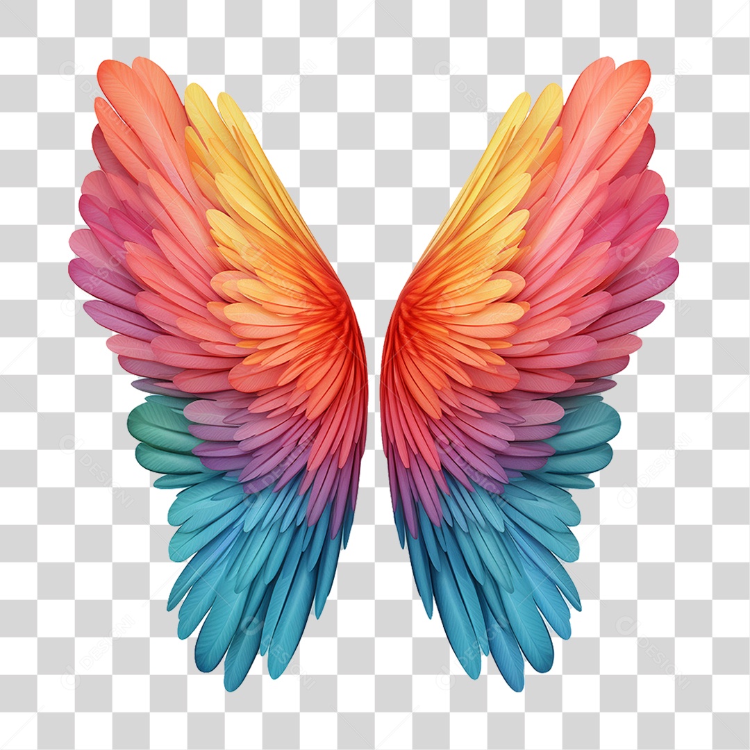 Asas Coloridas PNG Transparente