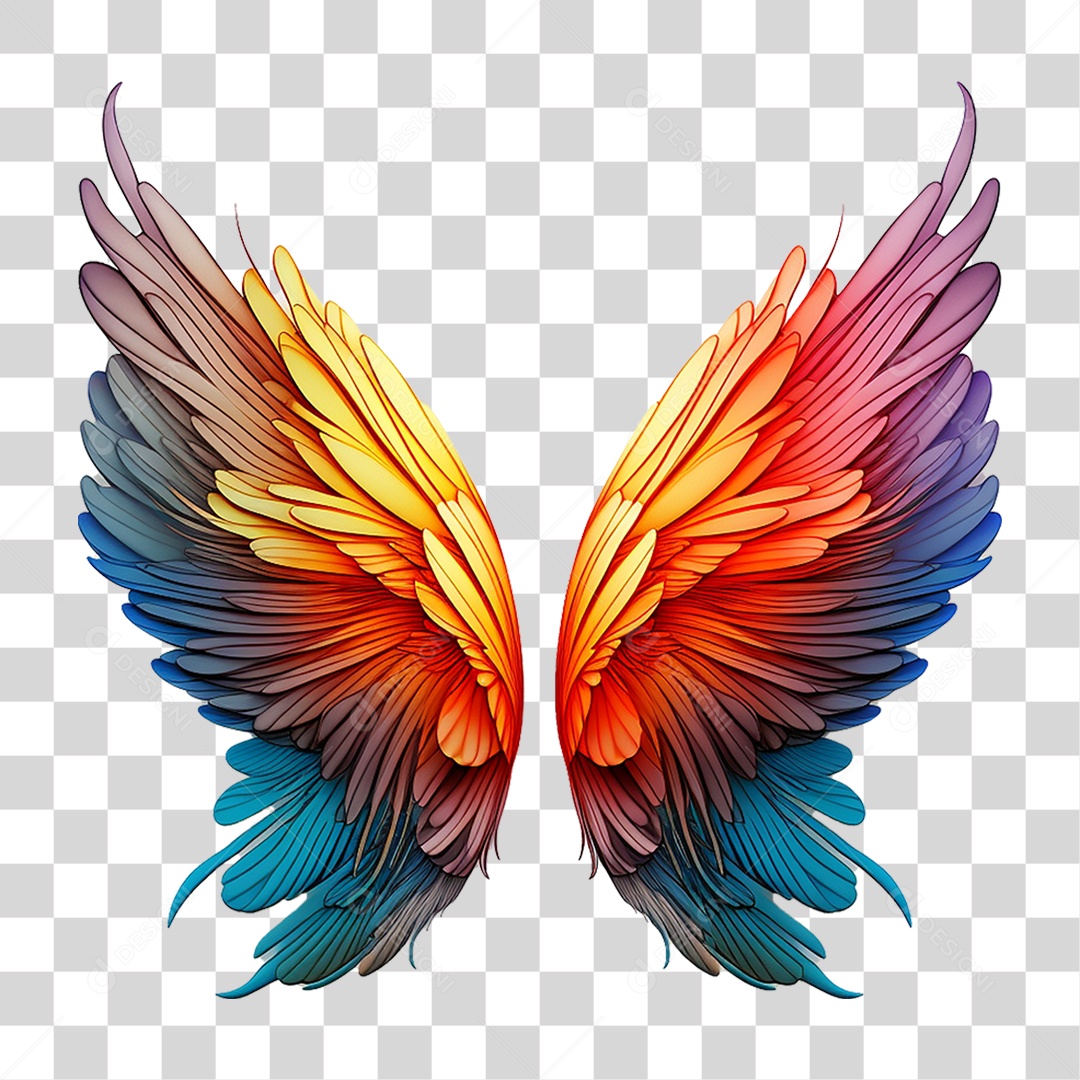 Asas Coloridas PNG Transparente