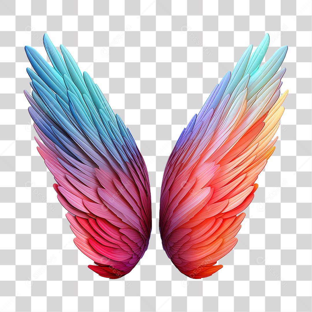 Asas Coloridas PNG Transparente