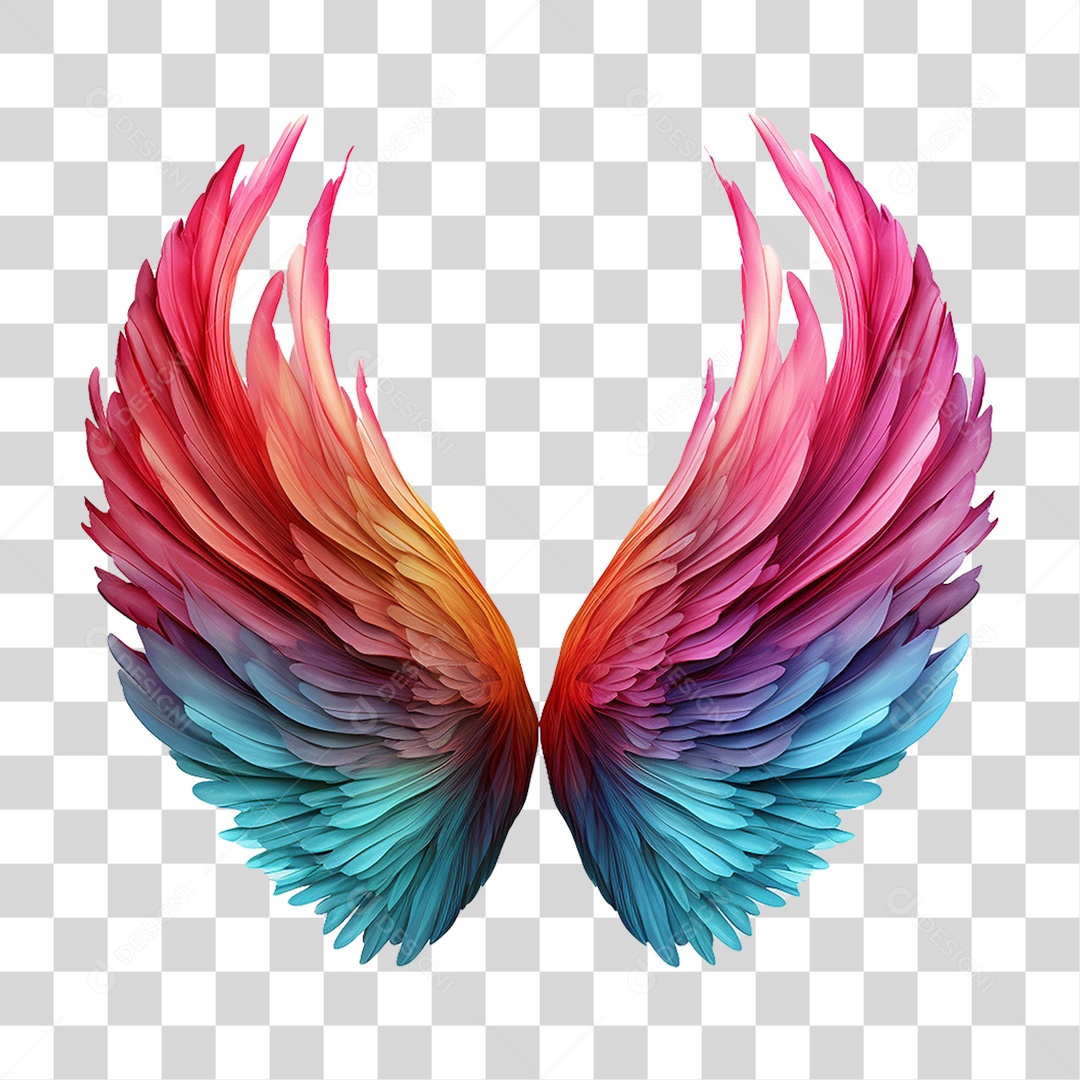 Asas Coloridas PNG Transparente