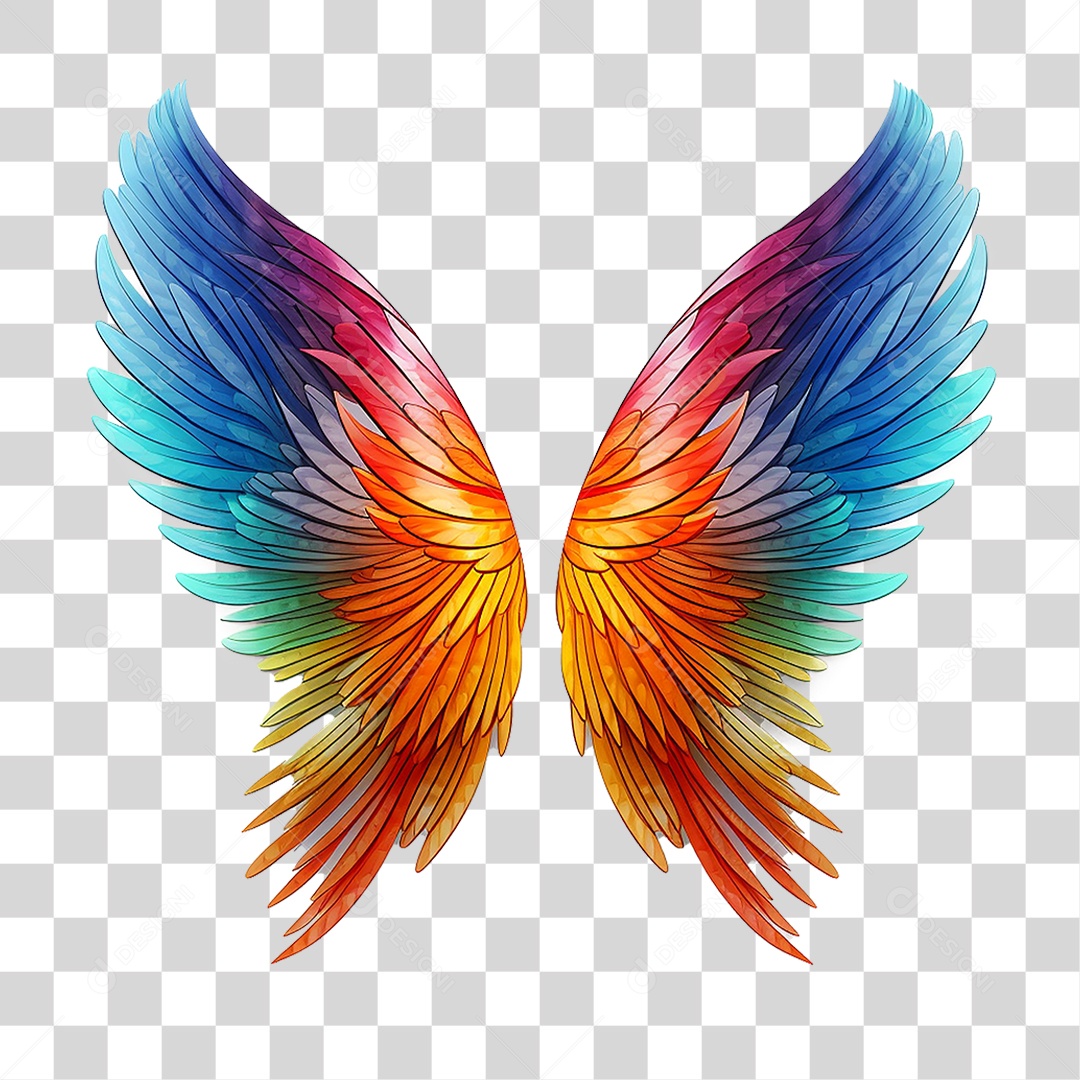 Asas Coloridas PNG Transparente