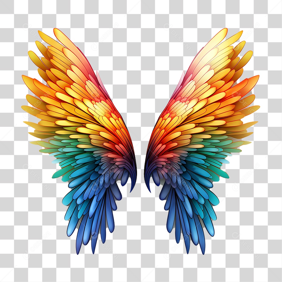 Asas Coloridas PNG Transparente