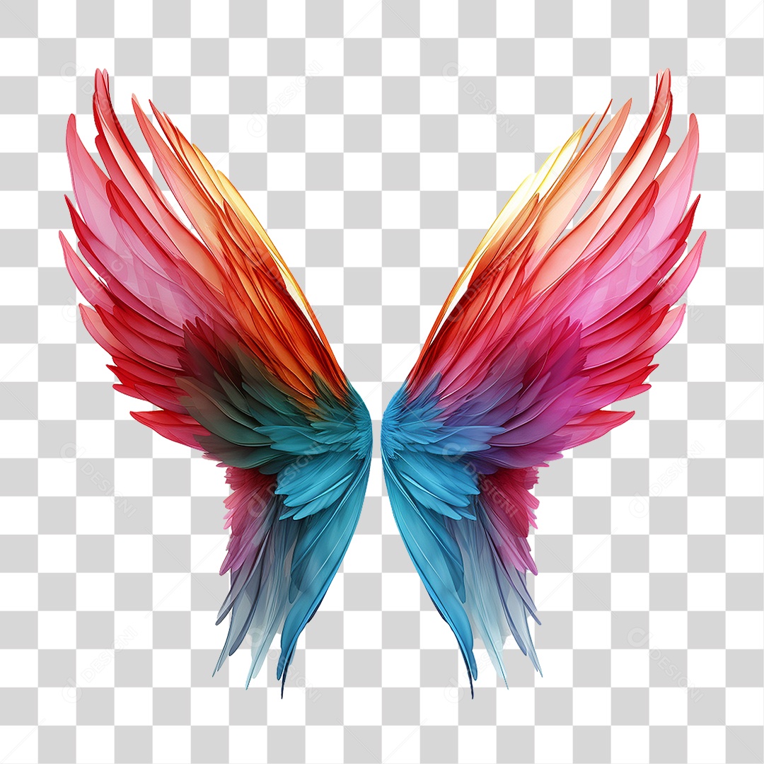 Asas Coloridas PNG Transparente