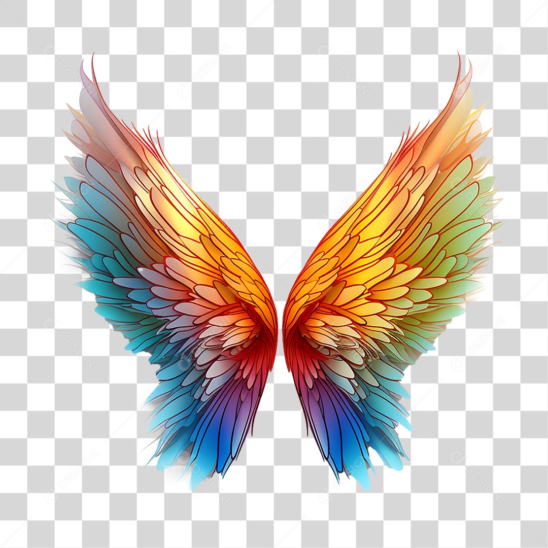 Asas Coloridas PNG Transparente