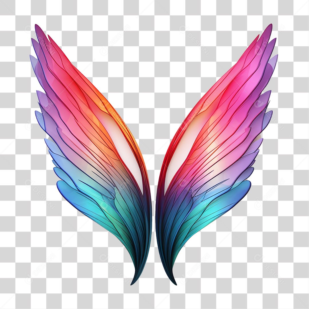 Asas Coloridas PNG Transparente