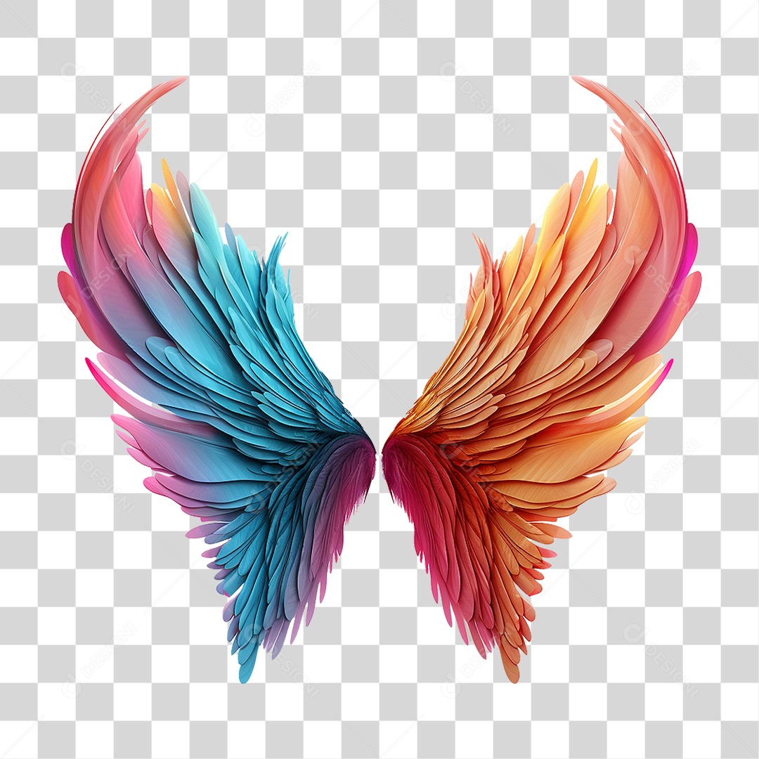 Asas Coloridas PNG Transparente